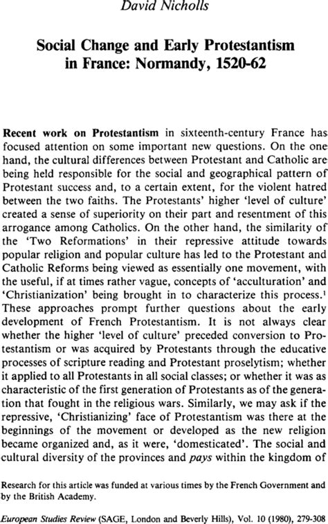 Social Change And Early Protestantism In France Normandy