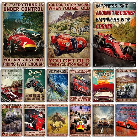 Artisian Nostalgic Car Metal Poster Ative Plate Vintage Racing Metal