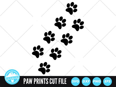 Dog Paw Prints Svg Paw Print Trail Svg Graphic By Lddigital