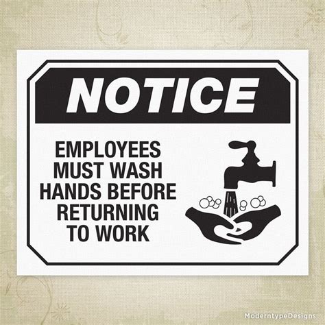 Employee Wash Hands Printable Sign | Wash hands printable, Printable ...