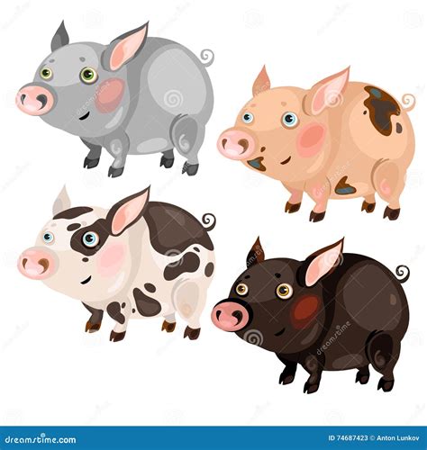 Four Spotted Cartoon Sheep Vector Animals 74687404