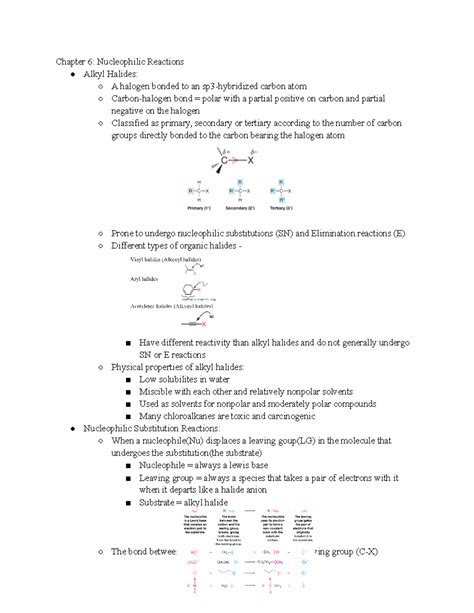 Orgo Chem 1 Chapter 6 Nucleophilic Reactions Chapter 6