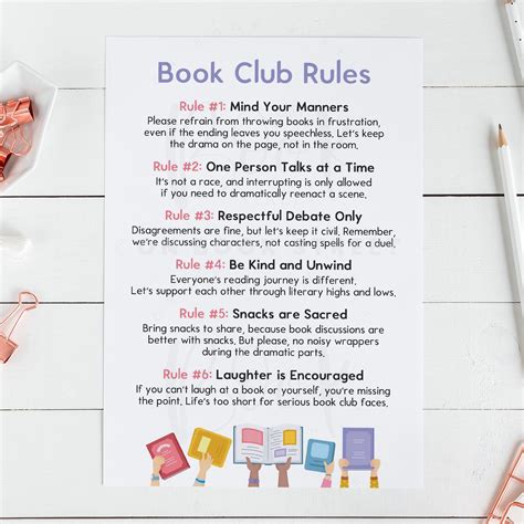 Book Club Rules Printable, Funny Book Club Gift, PDF DOWNLOAD - Etsy