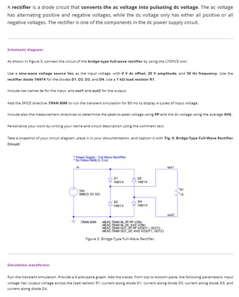 Solved A rectifier is a diode circuit that converts the ac | Chegg.com