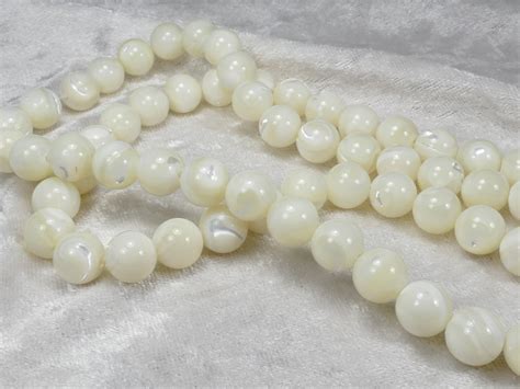 7 7 8mm Perles De Nacre Blanche Ivoire Naturelle Gemmes Aventures