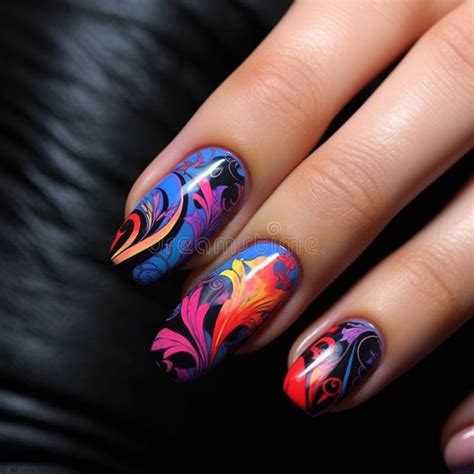 Creative and Stylish Manicure on Nails. Nail Art Design. AI Art. Digital Art Stock Illustration ...