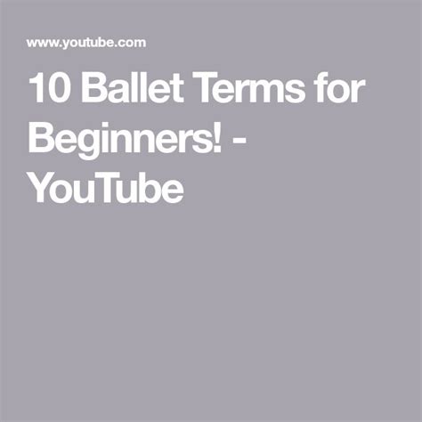 10 Ballet Terms for Beginners! - YouTube | Ballet terms, Terms, Beginners