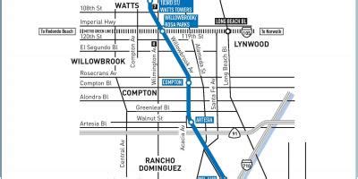 LA metro blue line map - Los Angeles metro blue line map (California - USA)