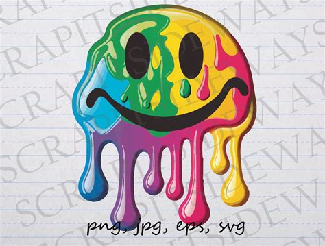 Melting Smiley Face Clipart Vector Graphic Svg Png Jpg Eps - Etsy