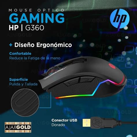 Mouse Hp Gaming G360 6 Botones 6200 Dpi Ajustable Led Pc Insumos Acuario