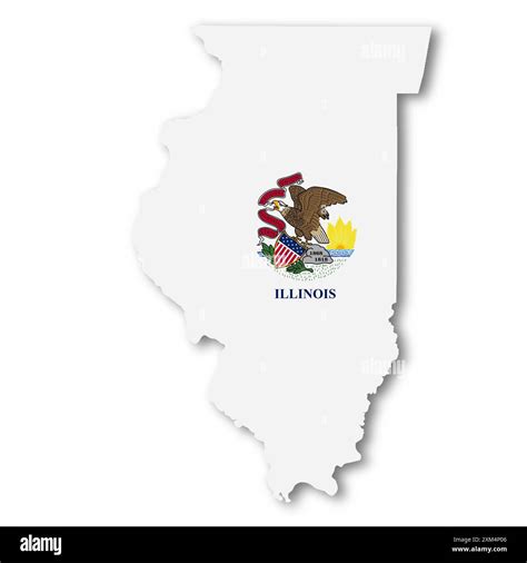 Illinois State Flag Map Illustration With Clipping Path Stock Photo Alamy