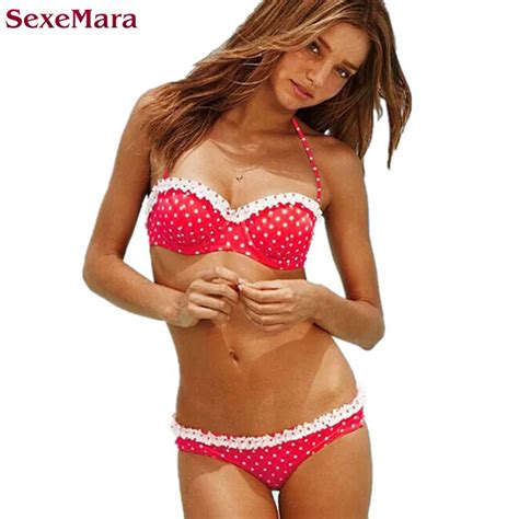 Sexemara Swimwear Bikini Push Up Brazilian Bikini Dot And Lace Women