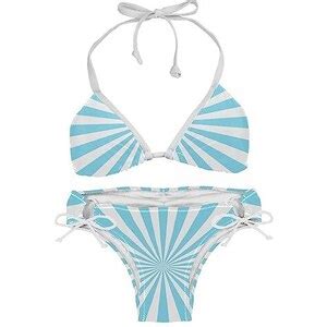 Suojapuku Costume Da Bagno Bikini A Triangolo Da Donna Strisce Bianche