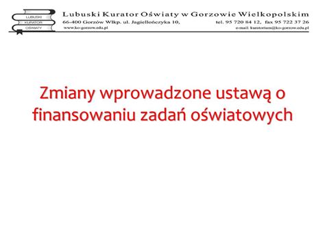 Zmiany wprowadzone ustawą o finansowaniu zadań oświatowych ppt pobierz