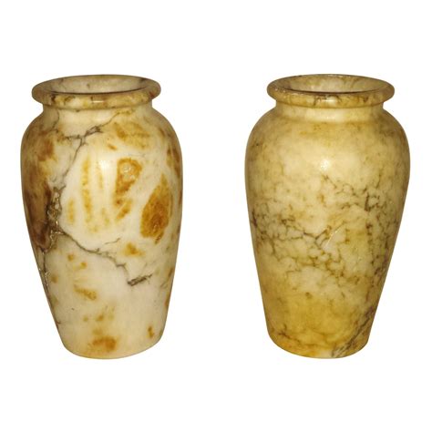 Antique Italian Alabaster Vases - Pair | Chairish