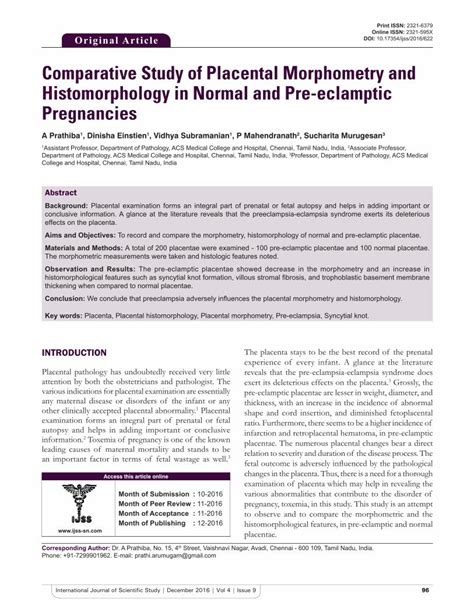 Pdf Comparative Study Of Placental Morphometry And Key Words