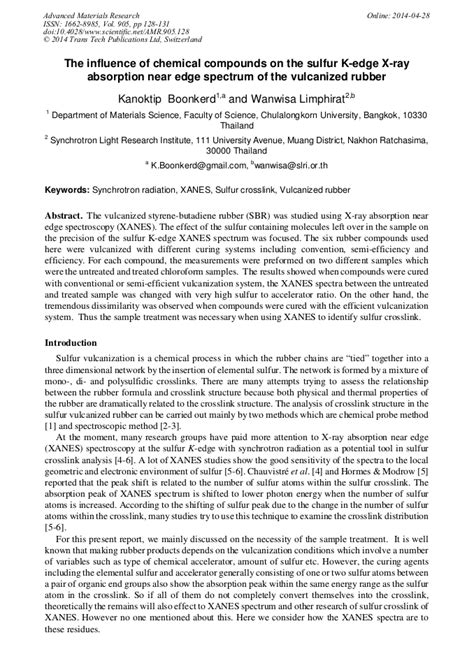 The Influence Of Chemical Compounds On The Sulfur K Edge X Ray