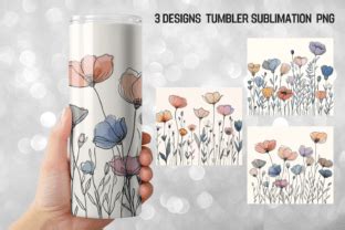 Line Art Flowers Oz Tumbler Wrap Graphic By Babydell Art Creative