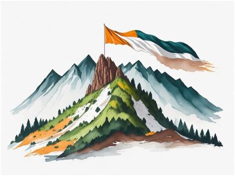premium ai image flag  mountain top concept  success