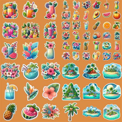 Artstation 250 Tropical Cut Digital Sticker Files Png Printable 250