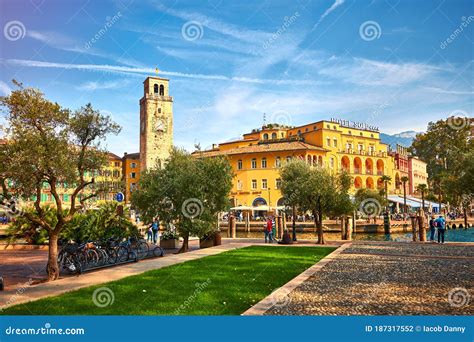 Riva Del Gardalago Di Garda Italy 13 October 2019tourists Enjoying