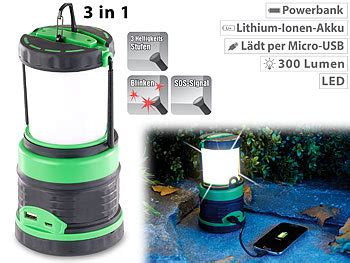 Lunartec Akku Laterne In Led Akku Campinglaterne Mit Deckenlicht Und