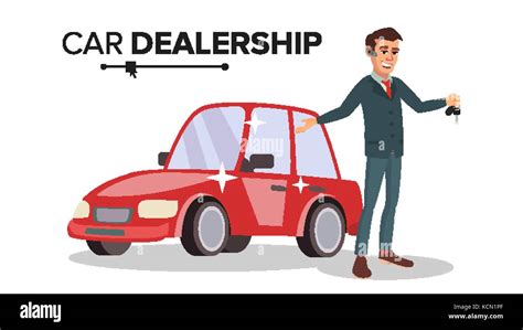 Professional Car Dealer Vector Happy Professional Automobile Salesman