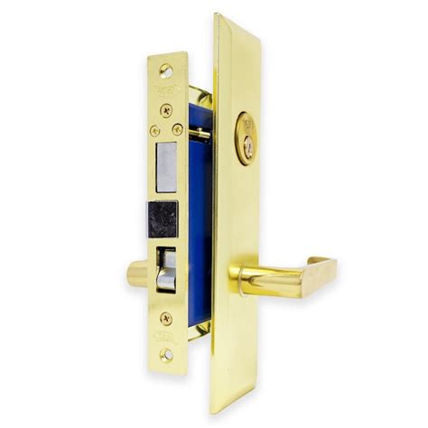 Premier Lock Mortise Polished Brass Right Handed Exterior Keyed Entry Door Handle Mr03 At