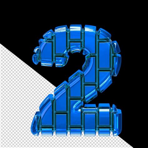 Symbole 3d Fait De Briques Verticales Bleues Numéro 2 PSD Premium