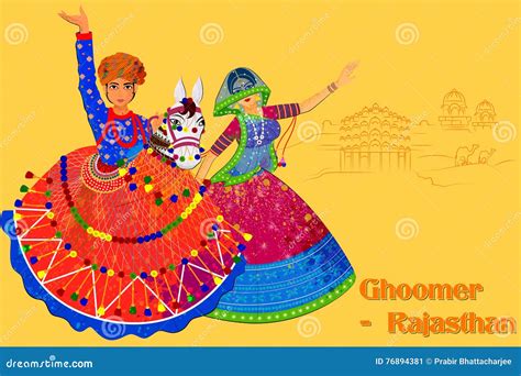 Couple Performing Kachhi Ghodi Folk Dance Of Rajasthan India Stock