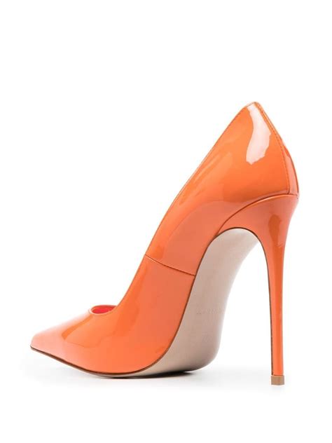 Le Silla Eva Mm Patent Leather Pumps Orange Farfetch