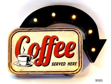 Vintage coffee sign for coffee shop | COFFEE SERVED HERE black curved ...