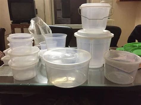 Milky White White Rectangular Circular Plastic Containers Capacity