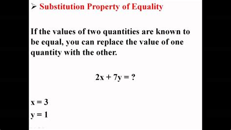 Substitution Property Of Equality Youtube