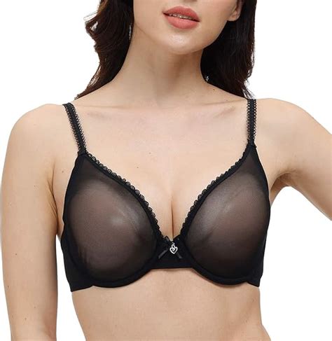 YANDW Women Sheer See Through Bra Lace Mesh Comfortable Everyday Bra