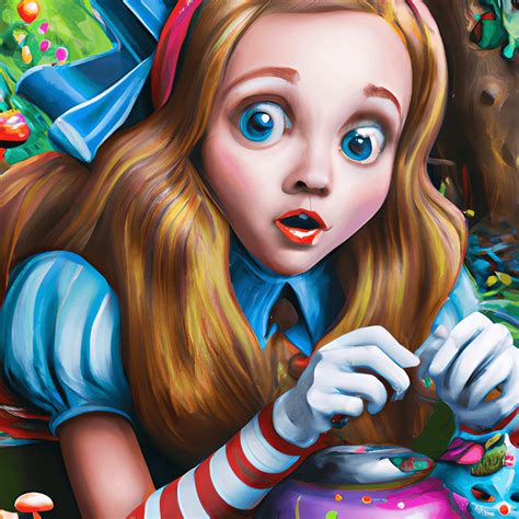 3d Disney Alice In Wonderland Canvas With Airbrush And Cinematic