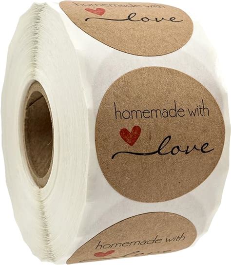 Amazon Round Natural Kraft Homemade With Love Stickers