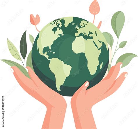 Hands Holding A Green Globe Earth Earth Day Concept Earth Day Vector Illustration For Poster