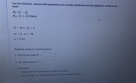 Answered Test The Variances Assume Both Bartleby