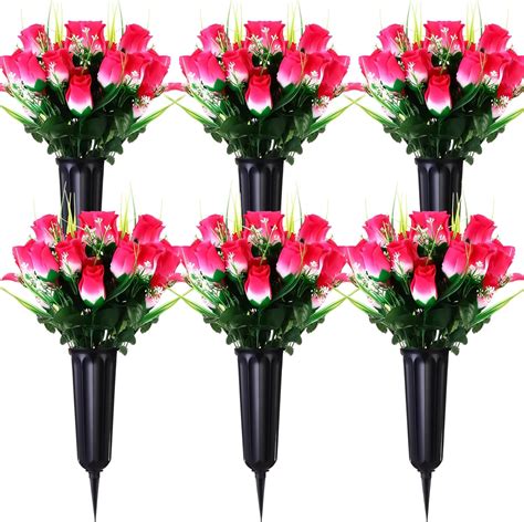 Amazon Tigeen 6 Sets Christmas Artificial Cemetery Flowers With