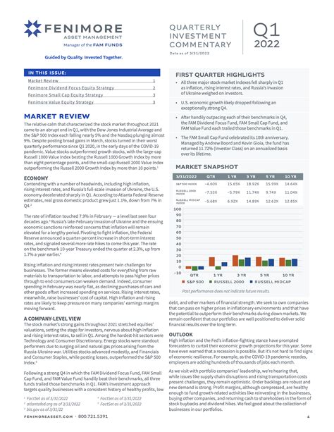 Quarterly Commentaries Fenimore Asset Management