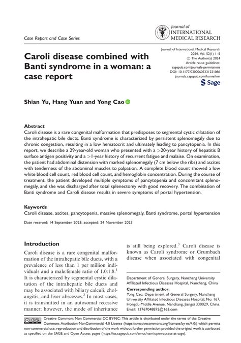 (PDF) Caroli disease combined with Banti syndrome in a woman: a case report