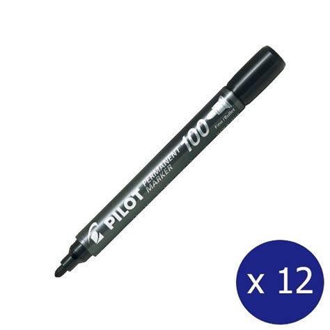 Pilot Sca 100 B Permanent Marker Fine Bullet Tip 10mm Black Box Of 12