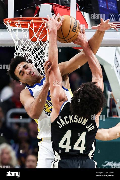 Milwaukee 13th Jan 2024 Golden State Warriors Forward Trayce Jackson Davis L Blocks The