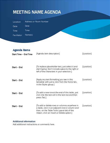 Meeting Agenda Template | Free Manual Templates