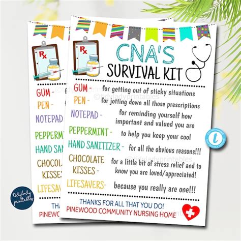 Cna Survival Kit Gift Tags National Nursing Assistants Day Cna