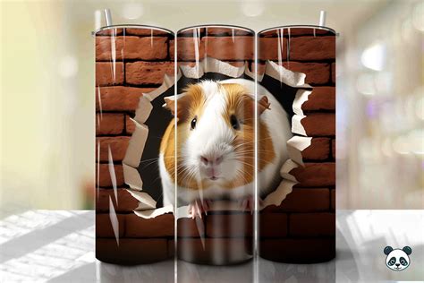 Guinea Pig 3d Cracked Hole Tumbler Wrap Graphic By Pandastic · Creative