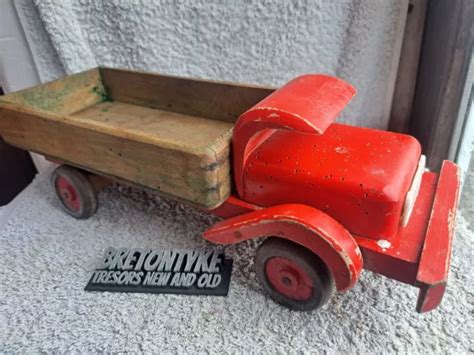 Ancien Jouet En Bois Camion Avec Roues En Bois X X Cm Eur