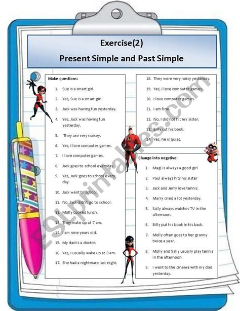 Present Simple Vs Past Simple Exercise2 Esl Worksheet By Caren630