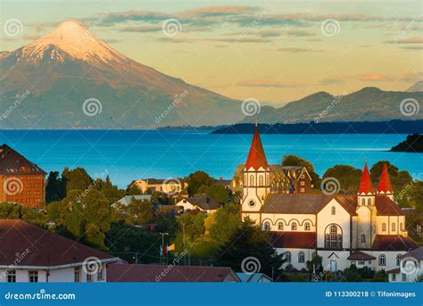 Puerto Varas at the Shores of Lake Llanquihue with Osorno Volcano in ...